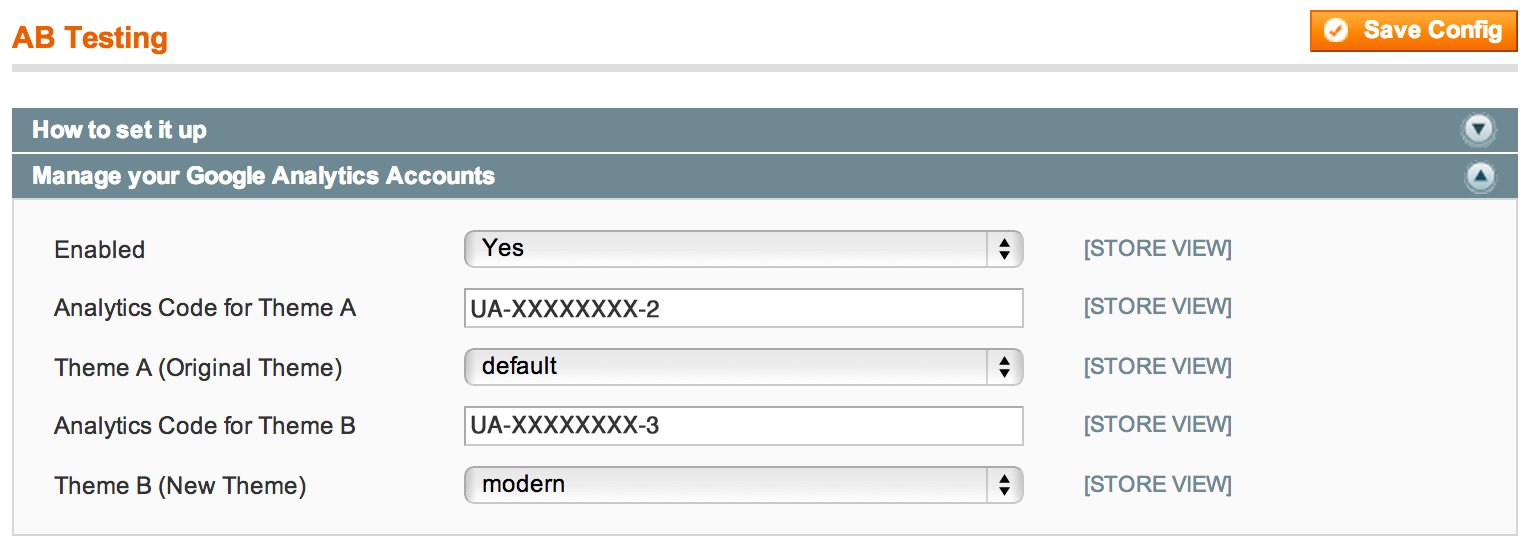 Select your current theme and your new theme - pop in the property ID's for each.