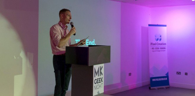 Richard Wiggins hosting MK Geek Night