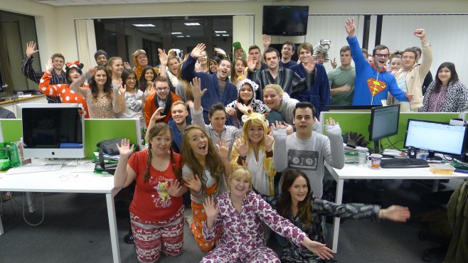 The Creare SEO Team in their Pyjamas and Onesies