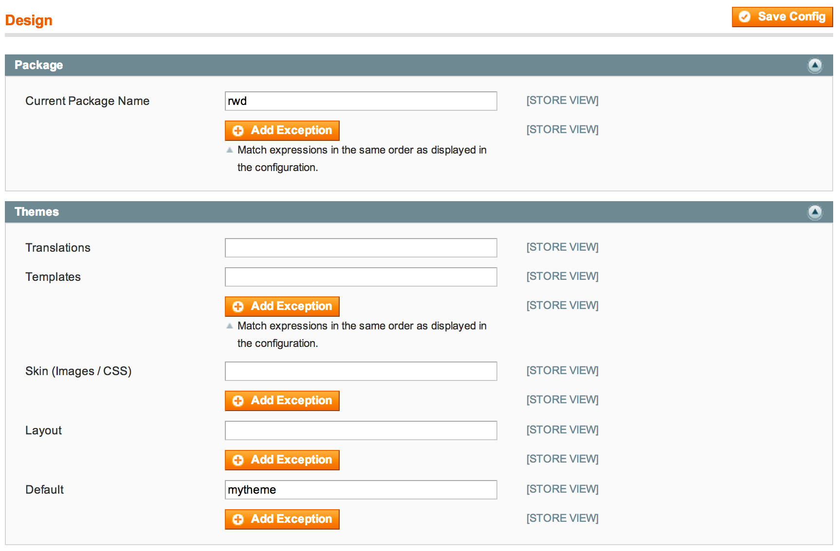 Magento Theme Configuration