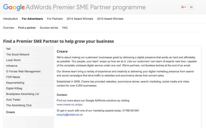 Creare SME Premier Partner